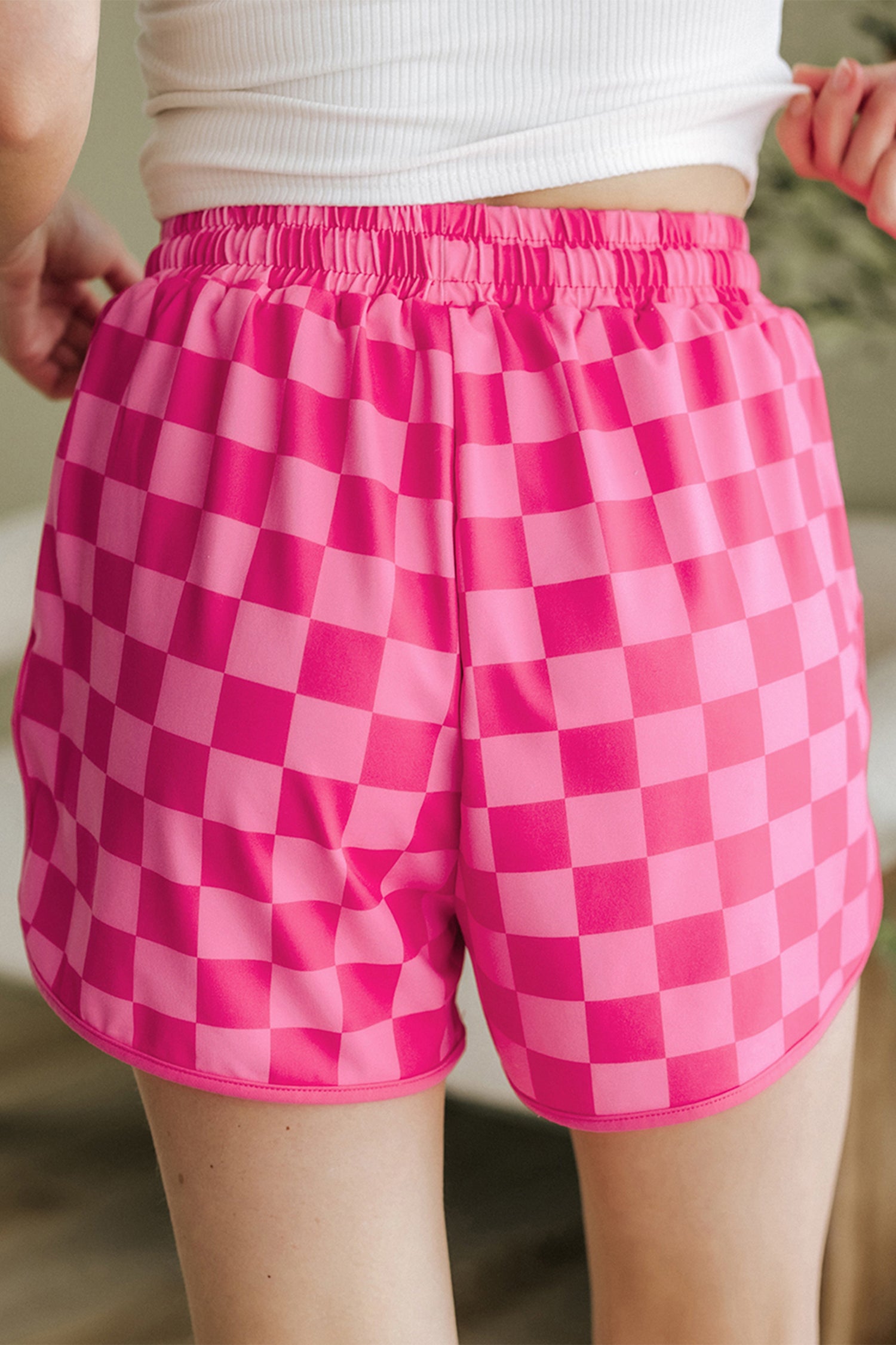 Rose Checkered Casual Shorts