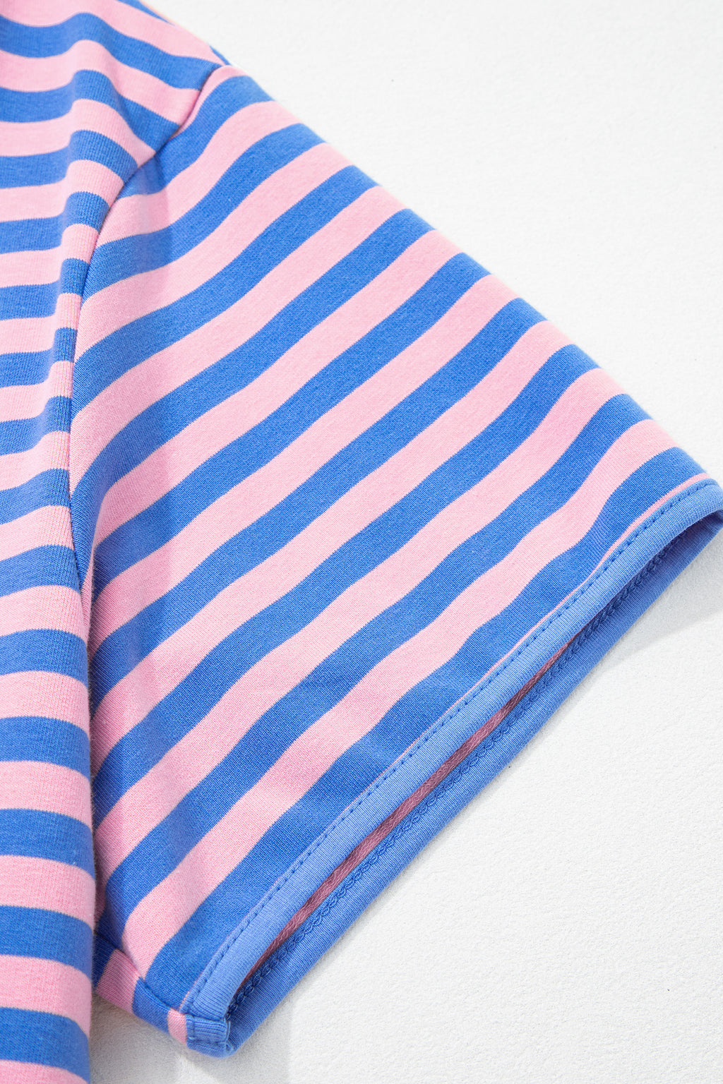 Blue Stripe Loose Short Sleeve Top and Skirt Set