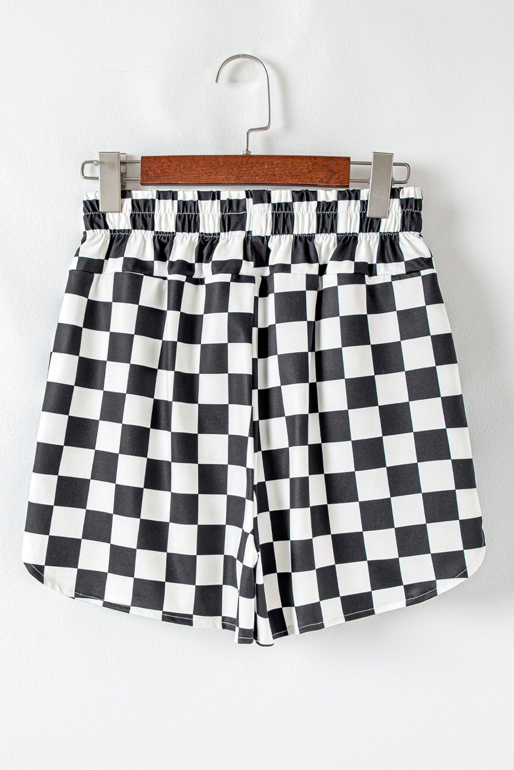 Black Checkered Casual Shorts