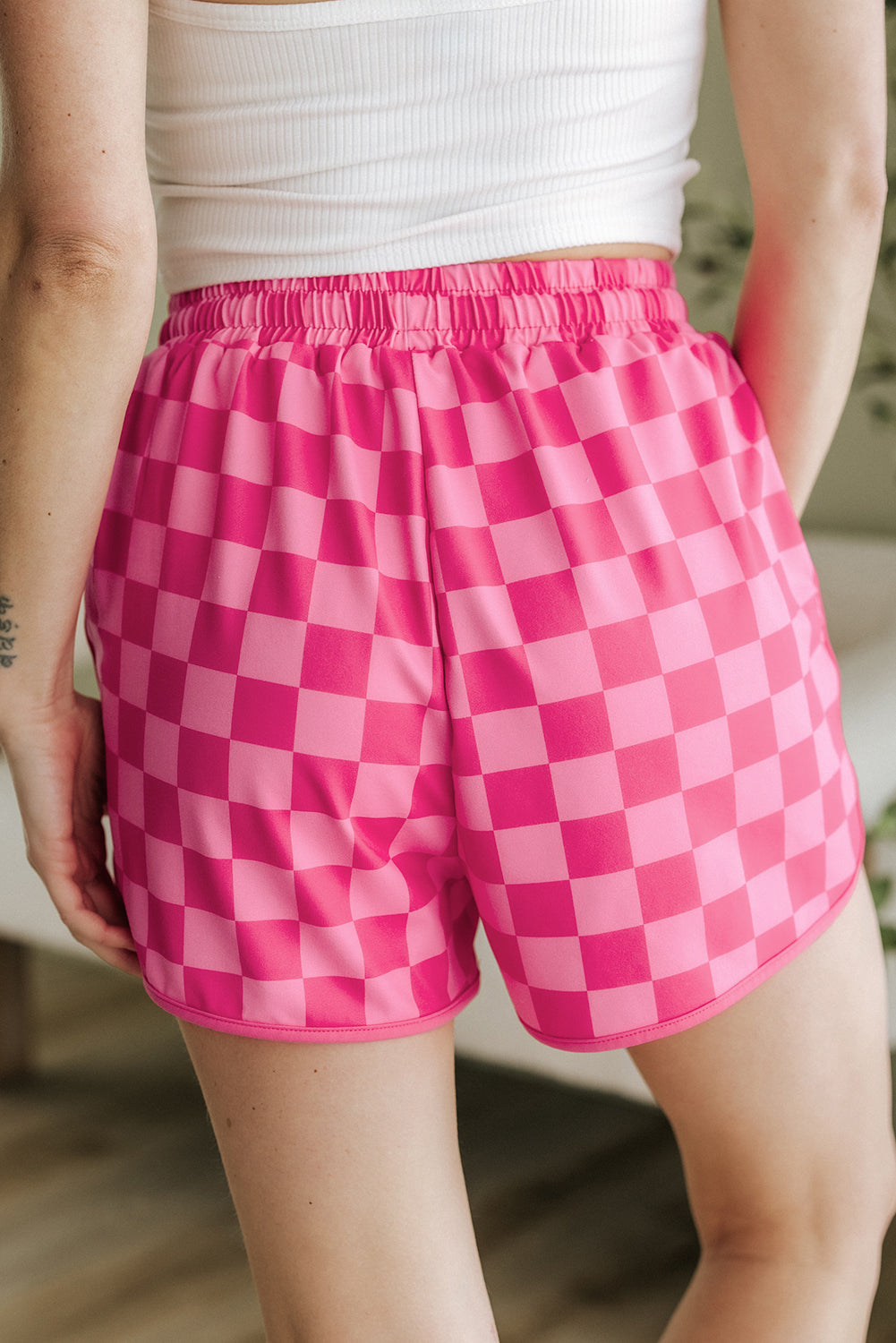 Rose Checkered Casual Shorts