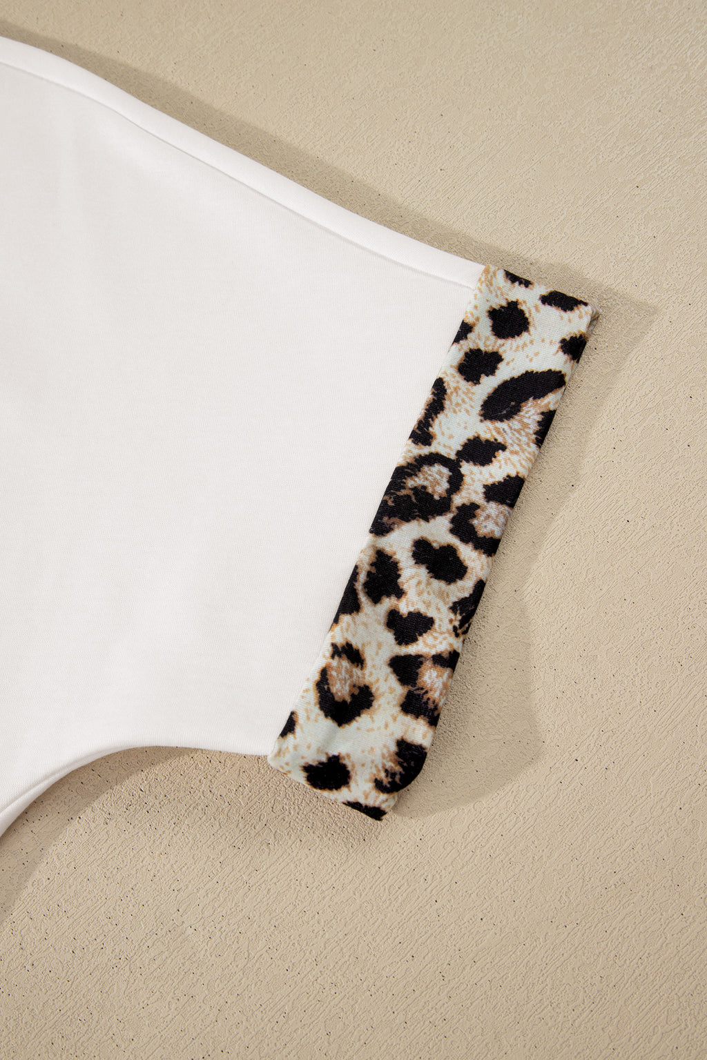 White Contrast Leopard Bow Patched Short Sleeve T Shirt Long Dress