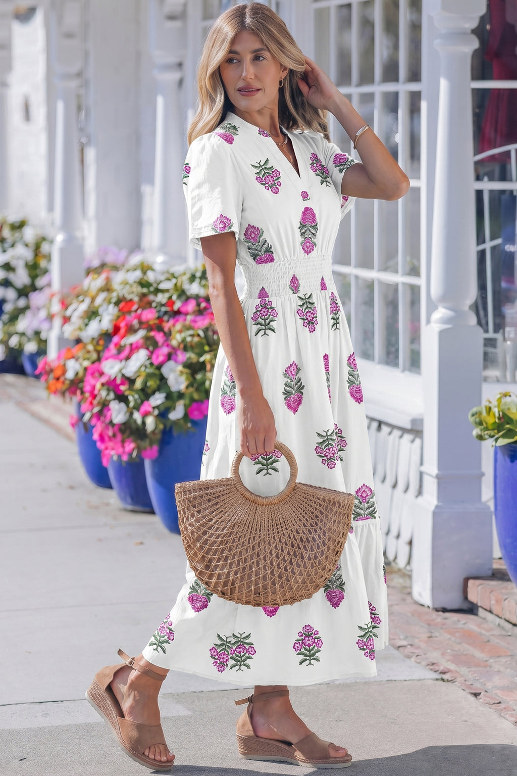 Floral Print Ruffle Hem Maxi Dress