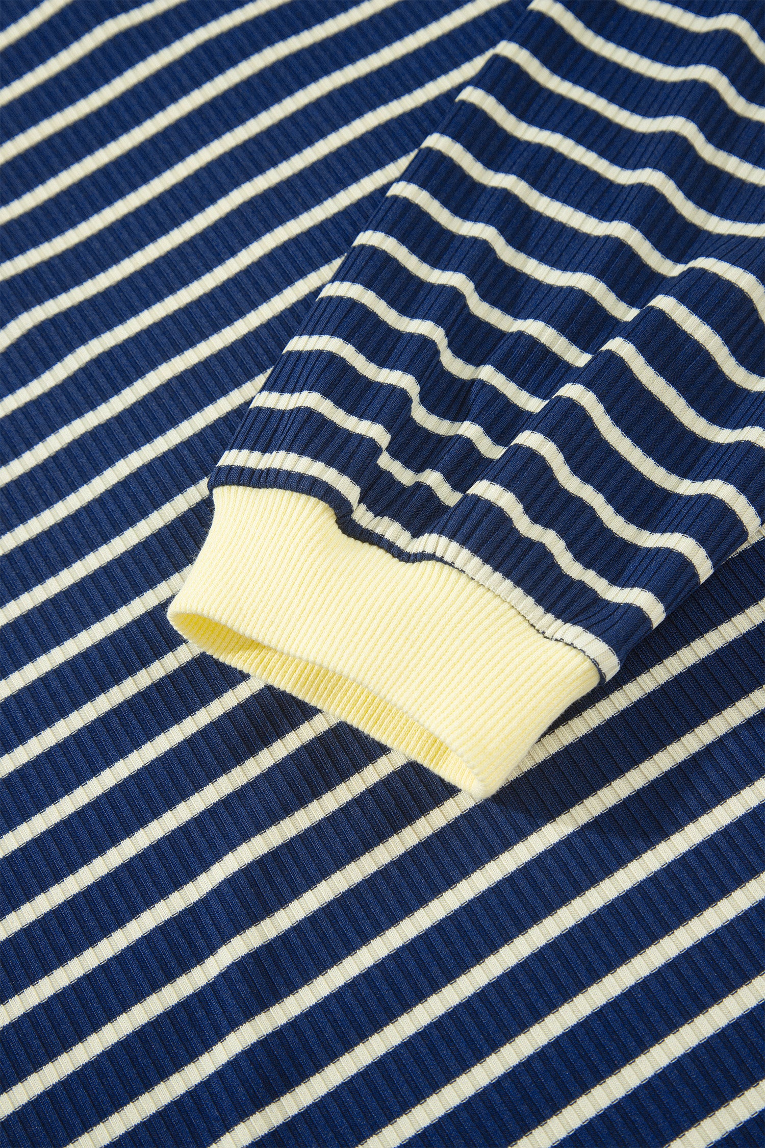 Blue Stripe Color Block Patchwork Zip V Neck Pullover Loose Pants 2pcs Set