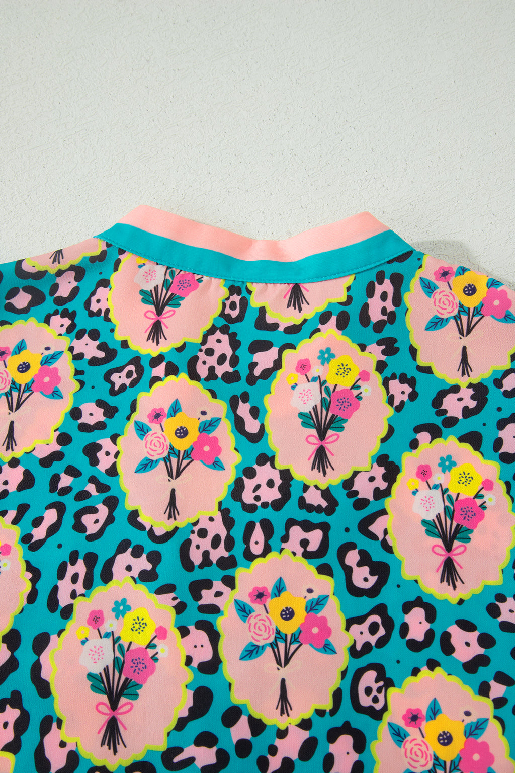 Green Leopard Floral Short Dress