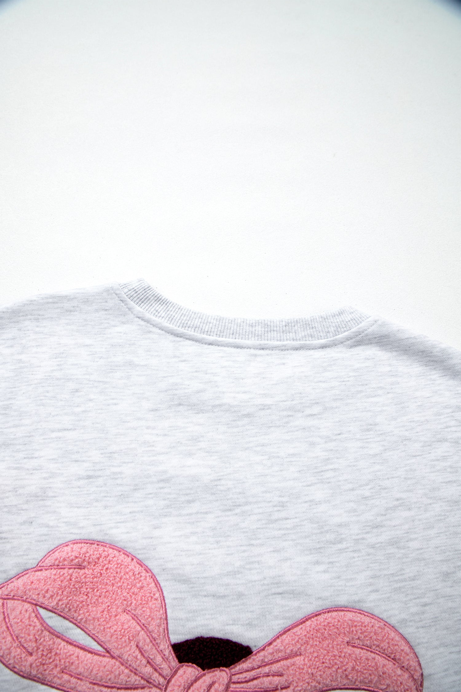 Light Grey Embroidered Football Bow Back Long Sleeve Sweatshirt