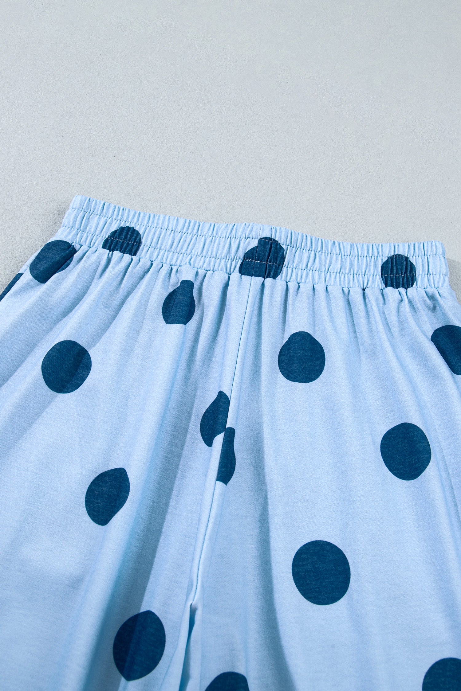 Brown Polka Dot Wide Leg Elastic Waist Casual Pants