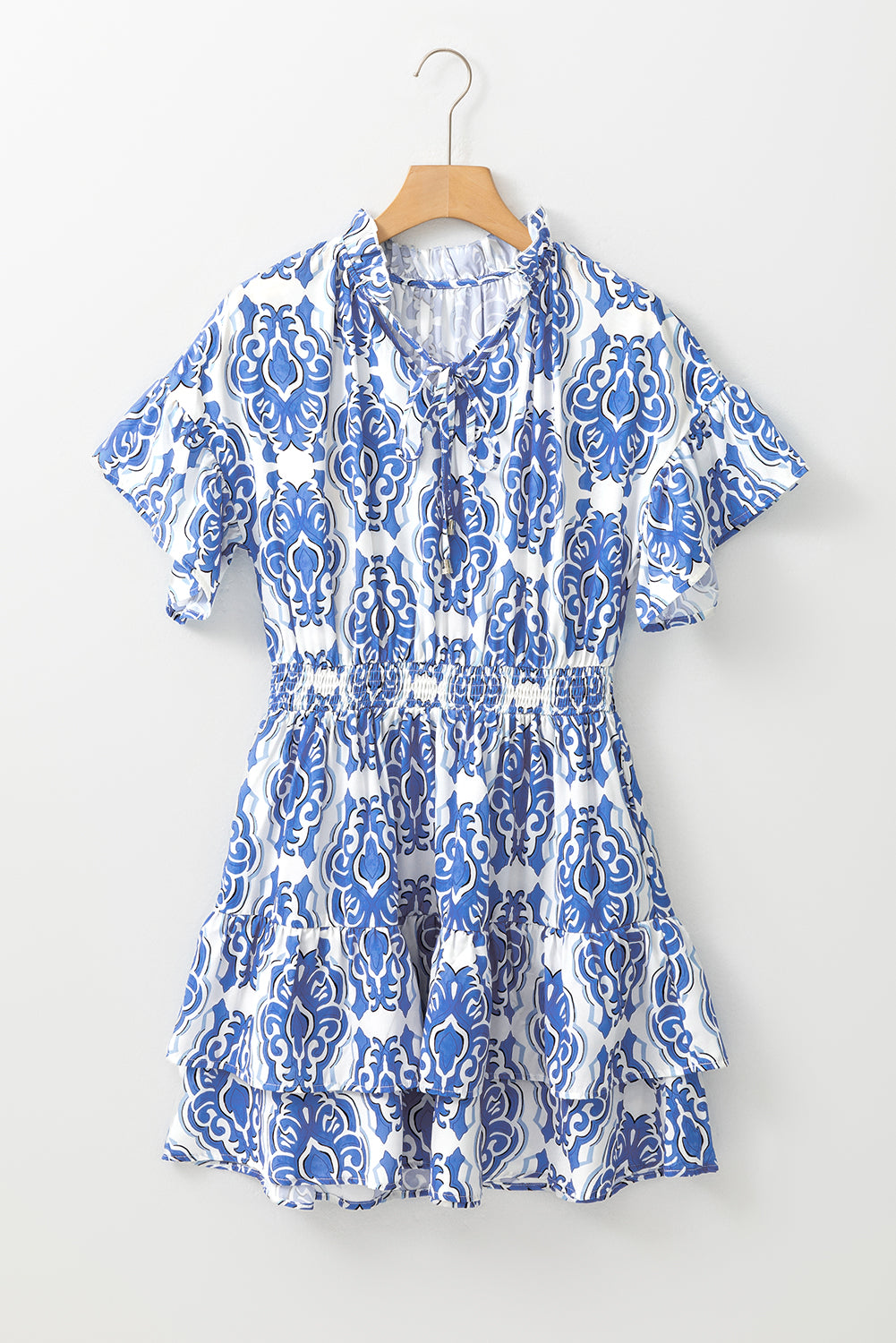 Vintage Floral Wide Ruffled Sleeve Dress