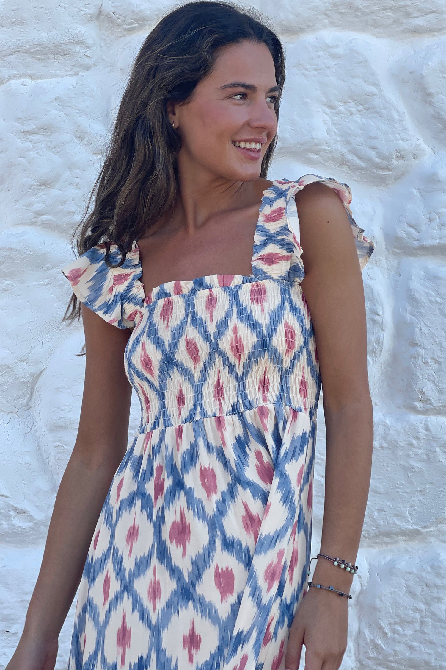 Sky Blue Ethnic Geometric Dress