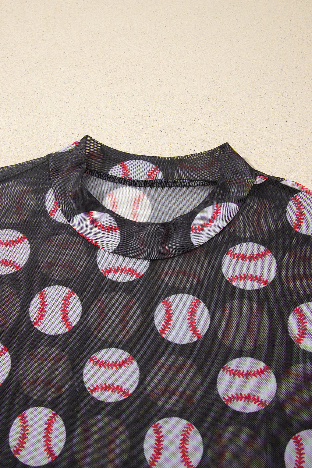 Brown Rugby Game Day Sheer Mesh Long Sleeve Top