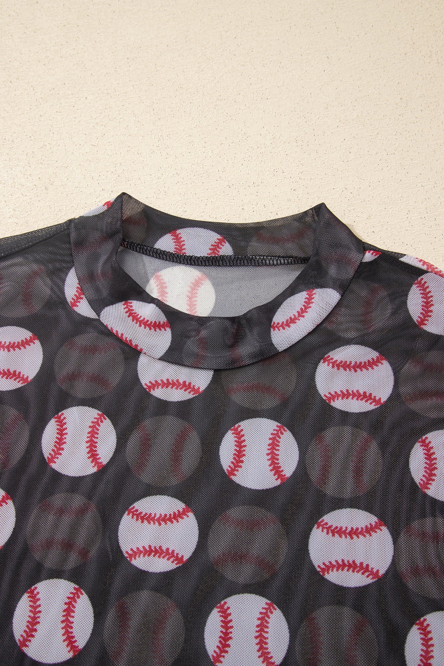 Brown Rugby Game Day Sheer Mesh Long Sleeve Top
