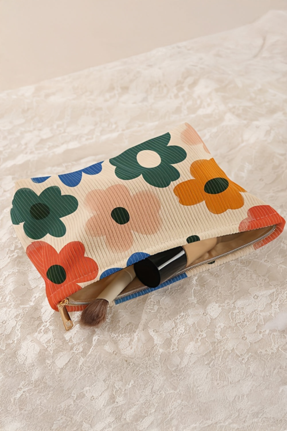 White Floral Storage Bag