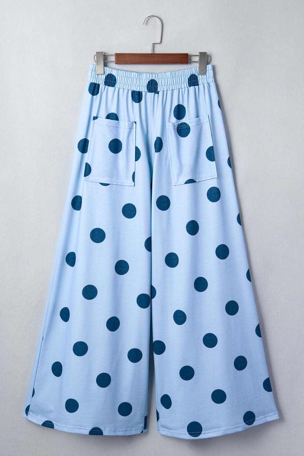 Brown Polka Dot Wide Leg Elastic Waist Casual Pants