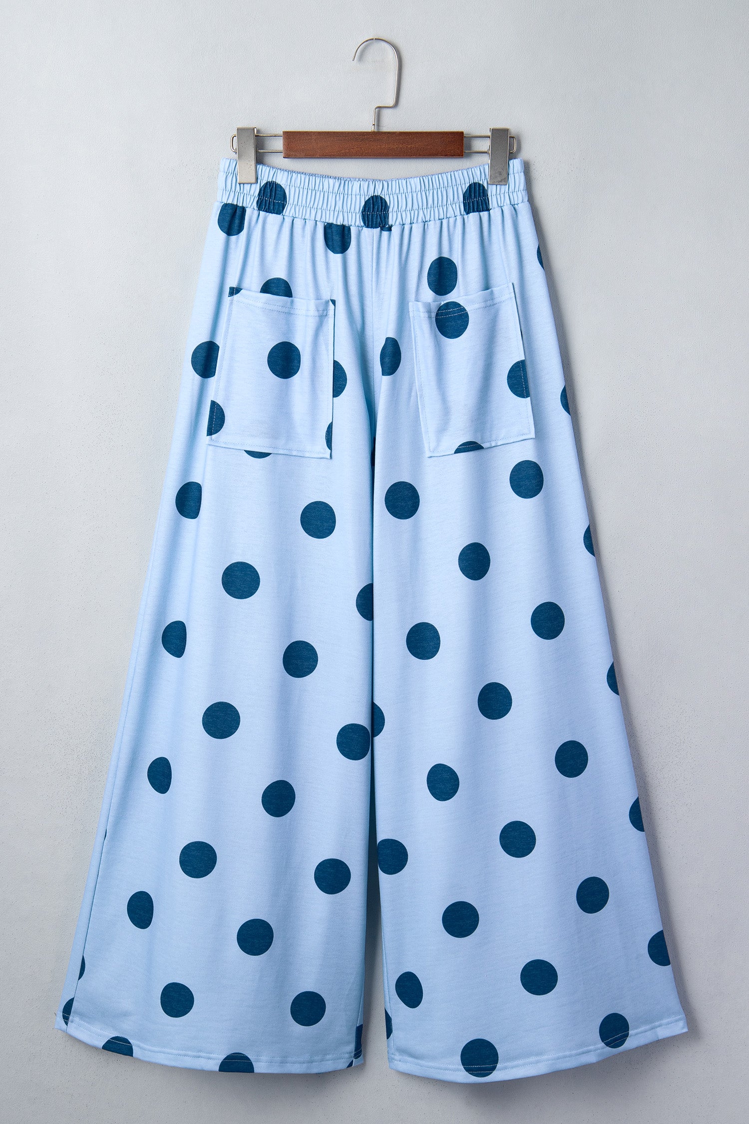 Brown Polka Dot Wide Leg Elastic Waist Casual Pants