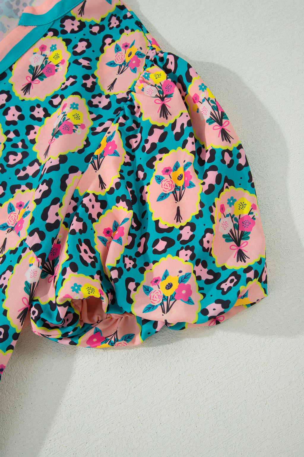 Green Leopard Floral Short Dress