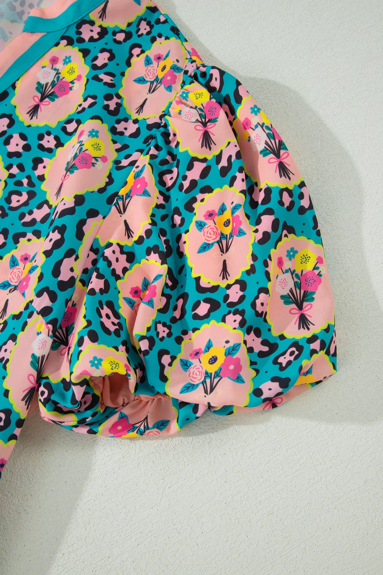 Green Leopard Floral Short Dress