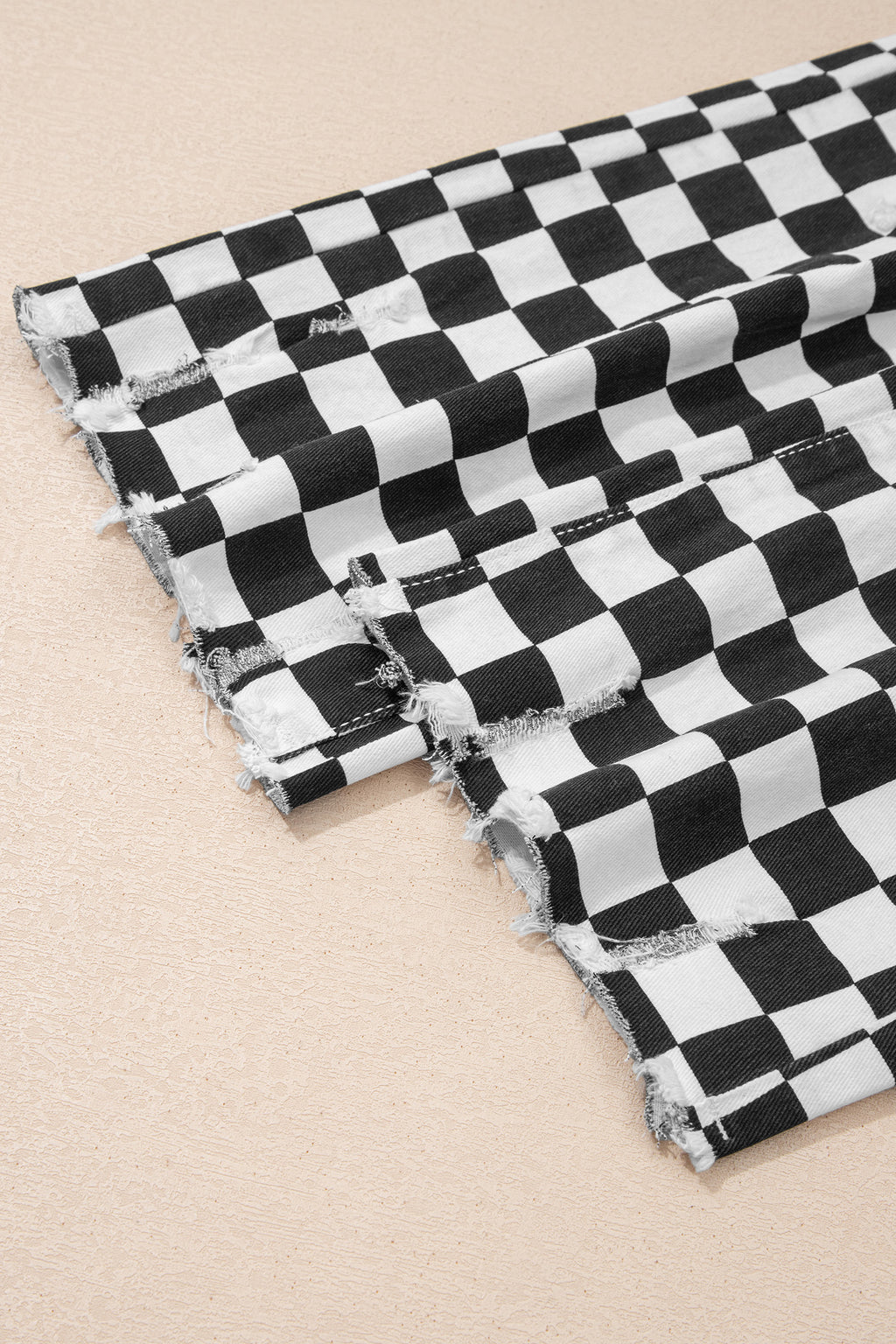 Checkerboard Distressed Cropped Jeans