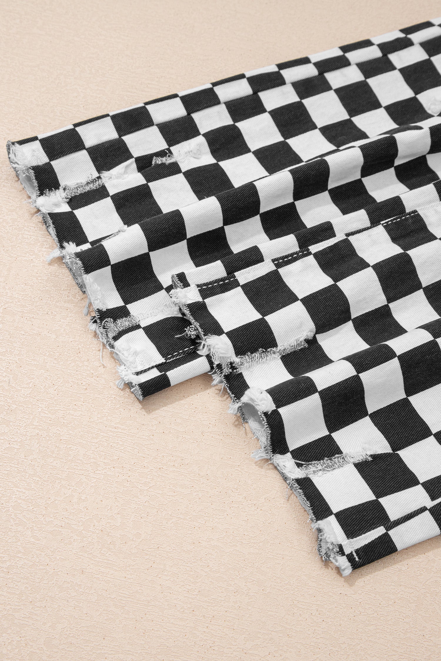 Checkerboard Distressed Cropped Jeans