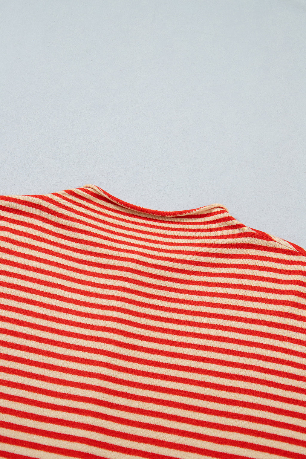Red Stripe Striped Button Collar Long Sleeve Knit Cardigan