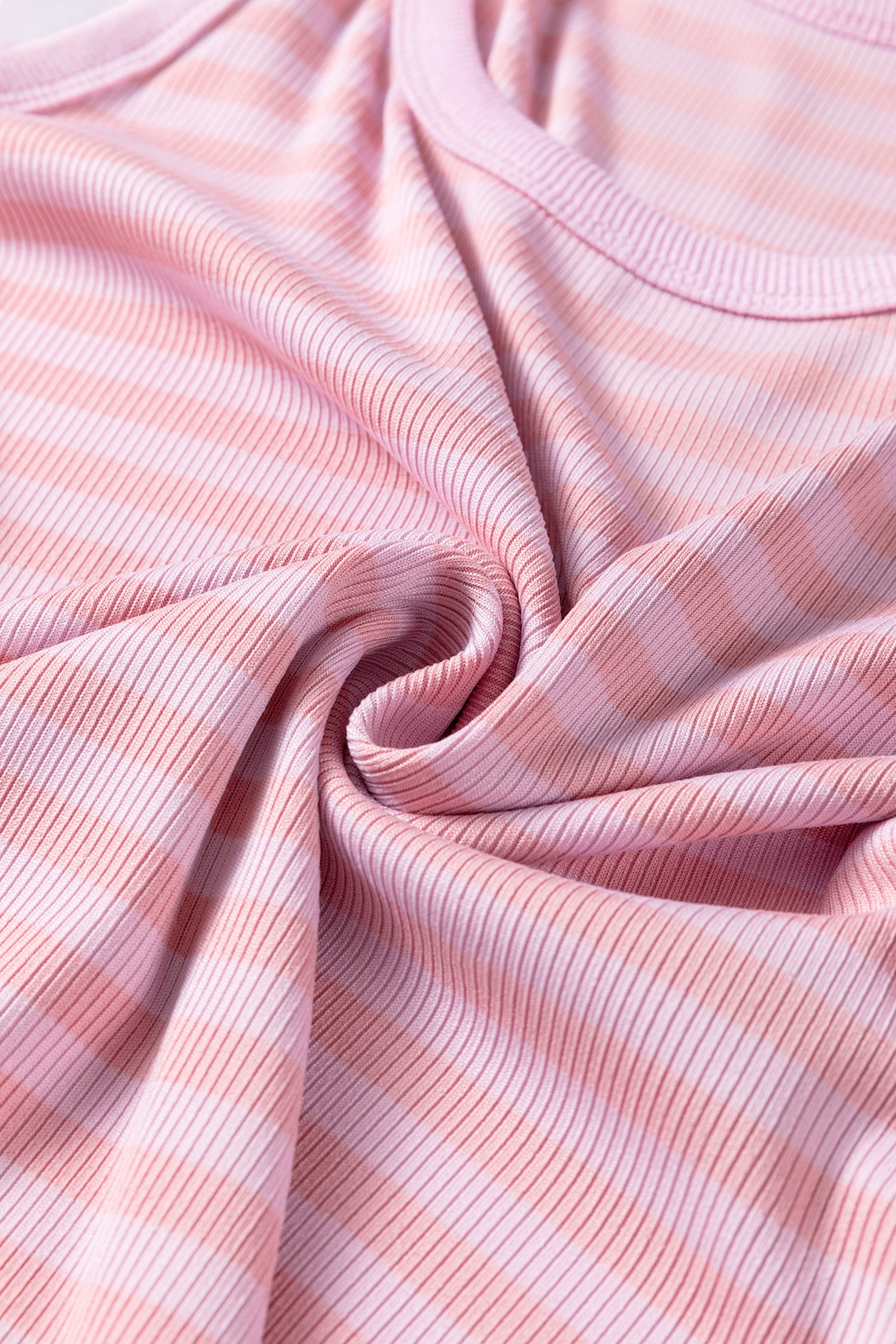 Pink Stripe Ribbed Knit Slim Tank Top