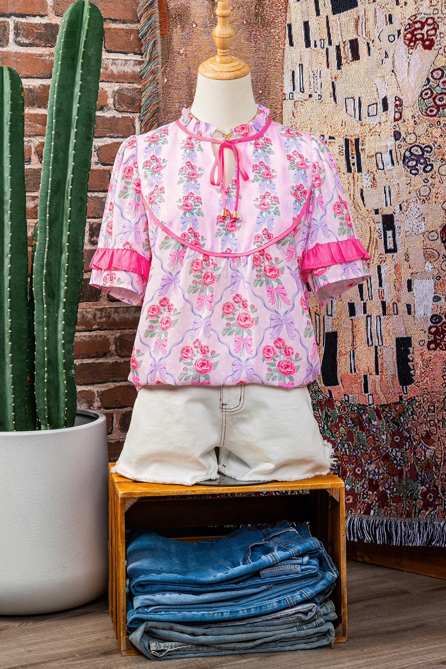 Blooming Floral Bow Blouse
