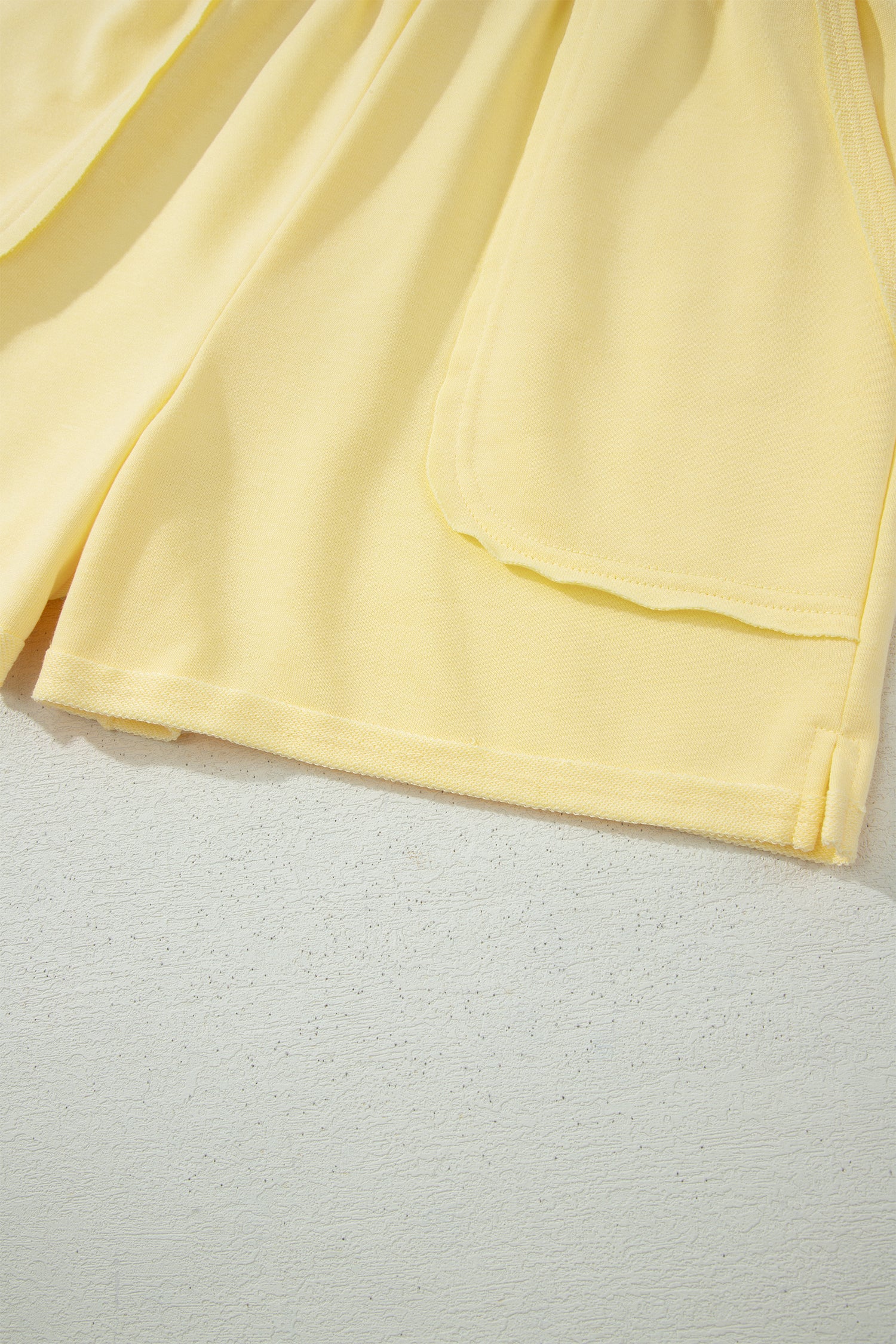 Yellow Cream Loose Polo Tee Elastic Waist 2pcs Short Set