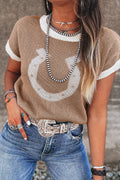 Cozy Horse Shoe Short Sleeve Sweater