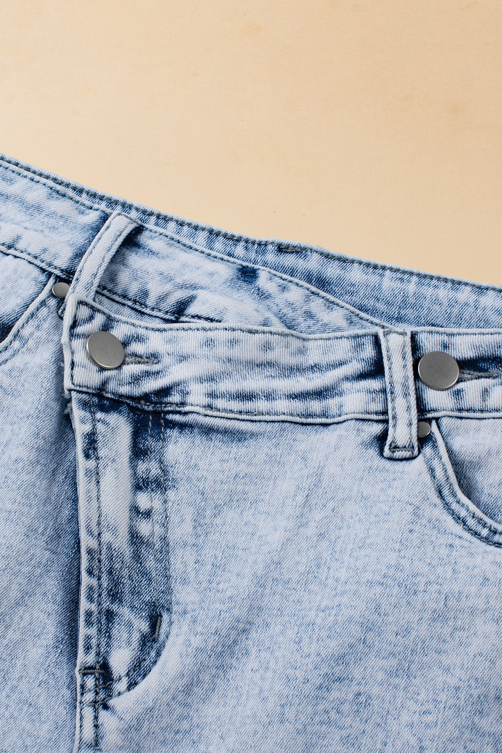 Acid Wash Crossed Denim Shorts