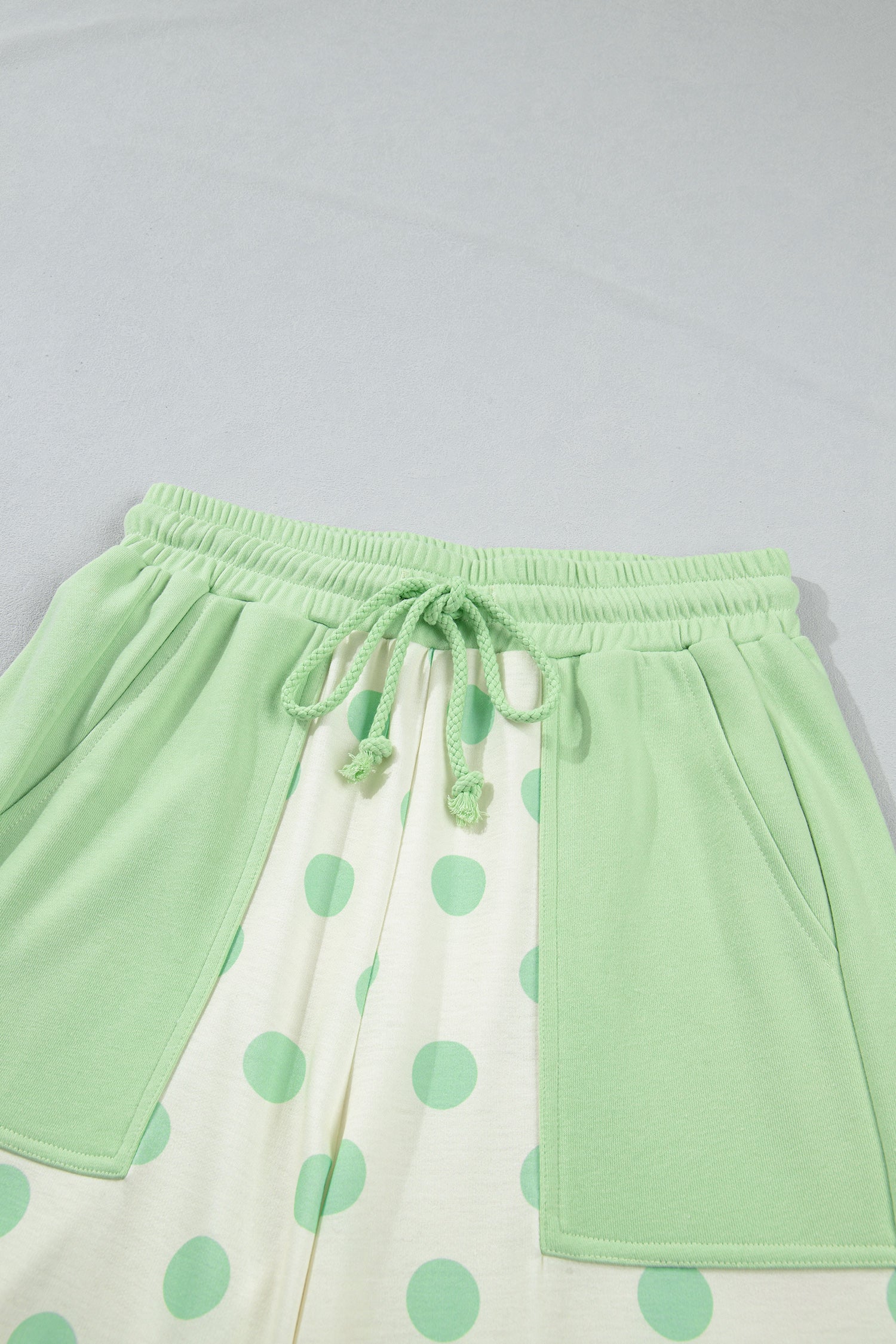 Yellow Color Block Patchwork Polka Dot Wide Leg Pant Set