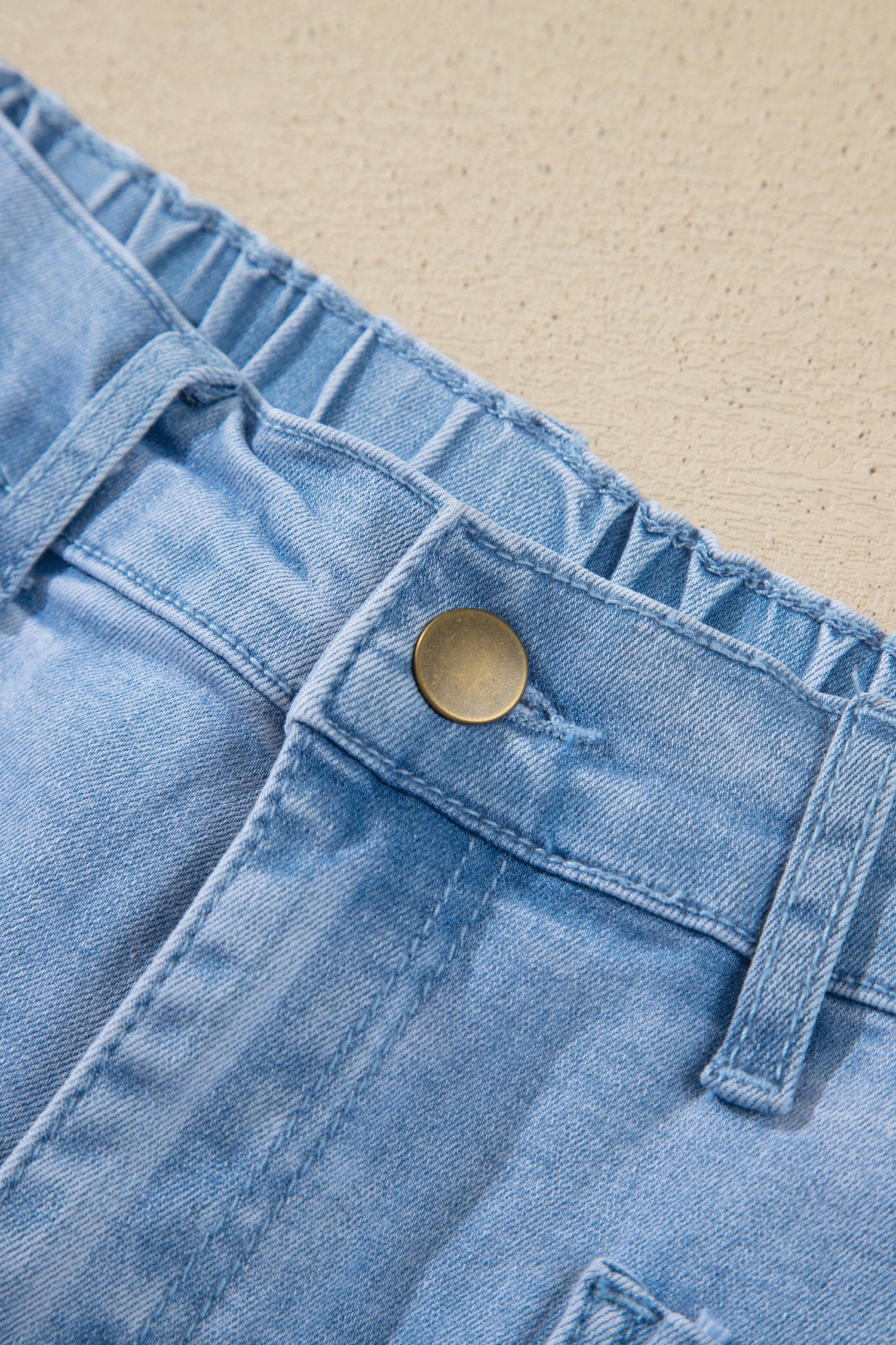 Four Leaf Clover Solid Color Square Patch Pocket Ankle-length Barrel Jeans