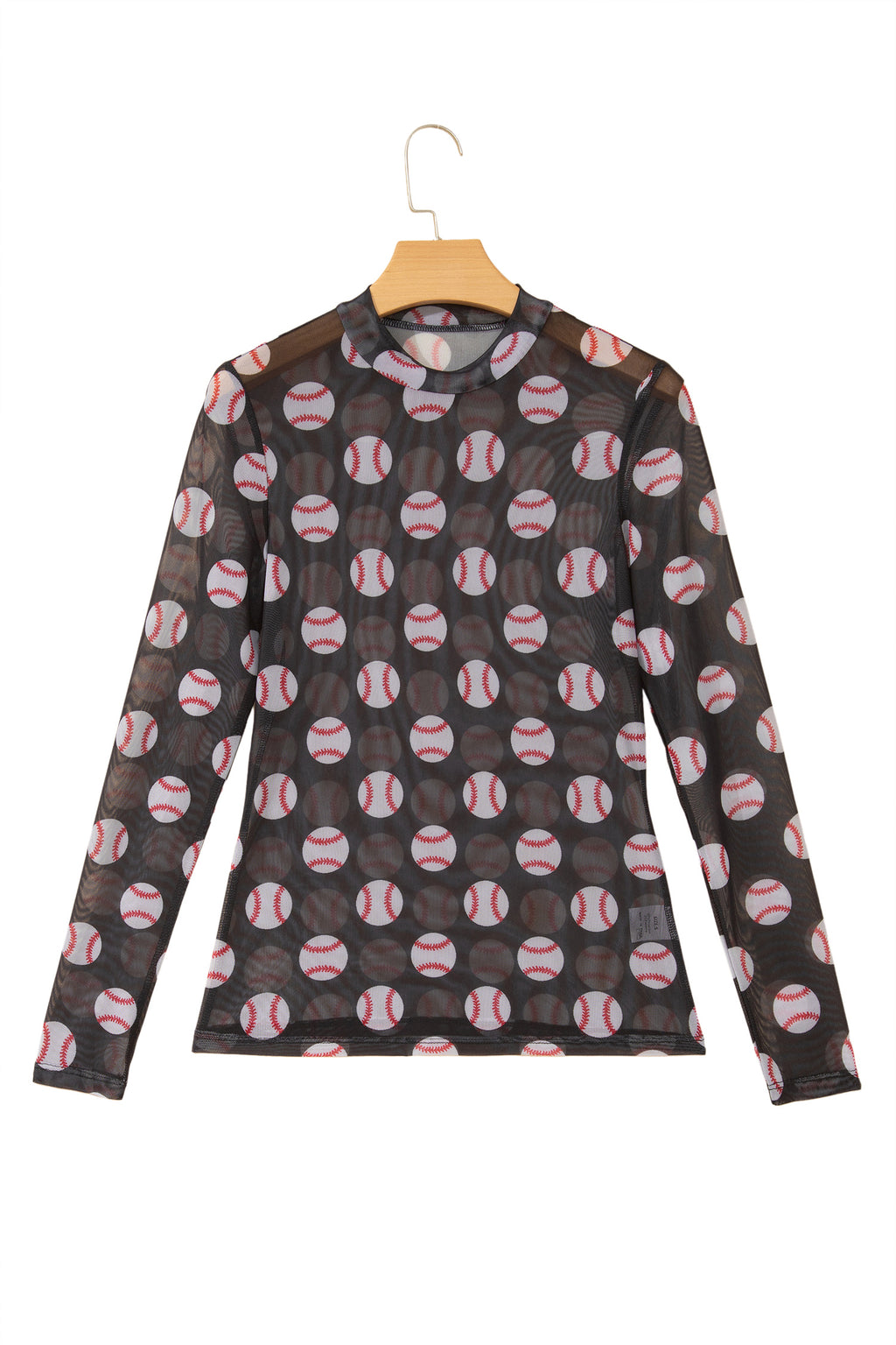 Brown Rugby Game Day Sheer Mesh Long Sleeve Top