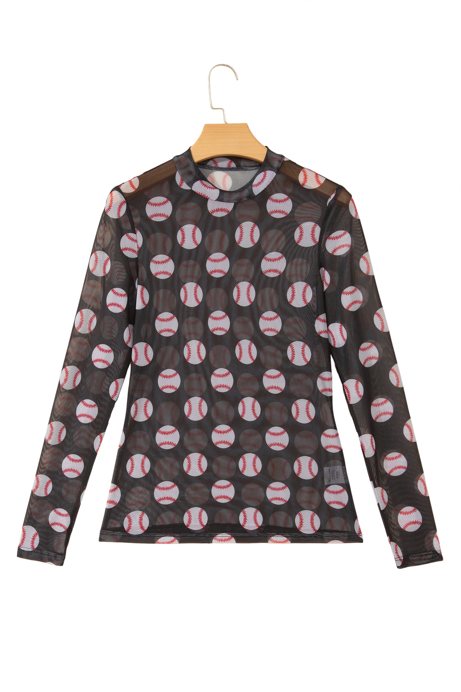 Brown Rugby Game Day Sheer Mesh Long Sleeve Top