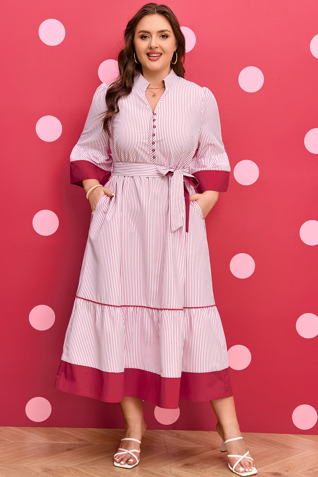 Sweetheart Stripe Midi Dress