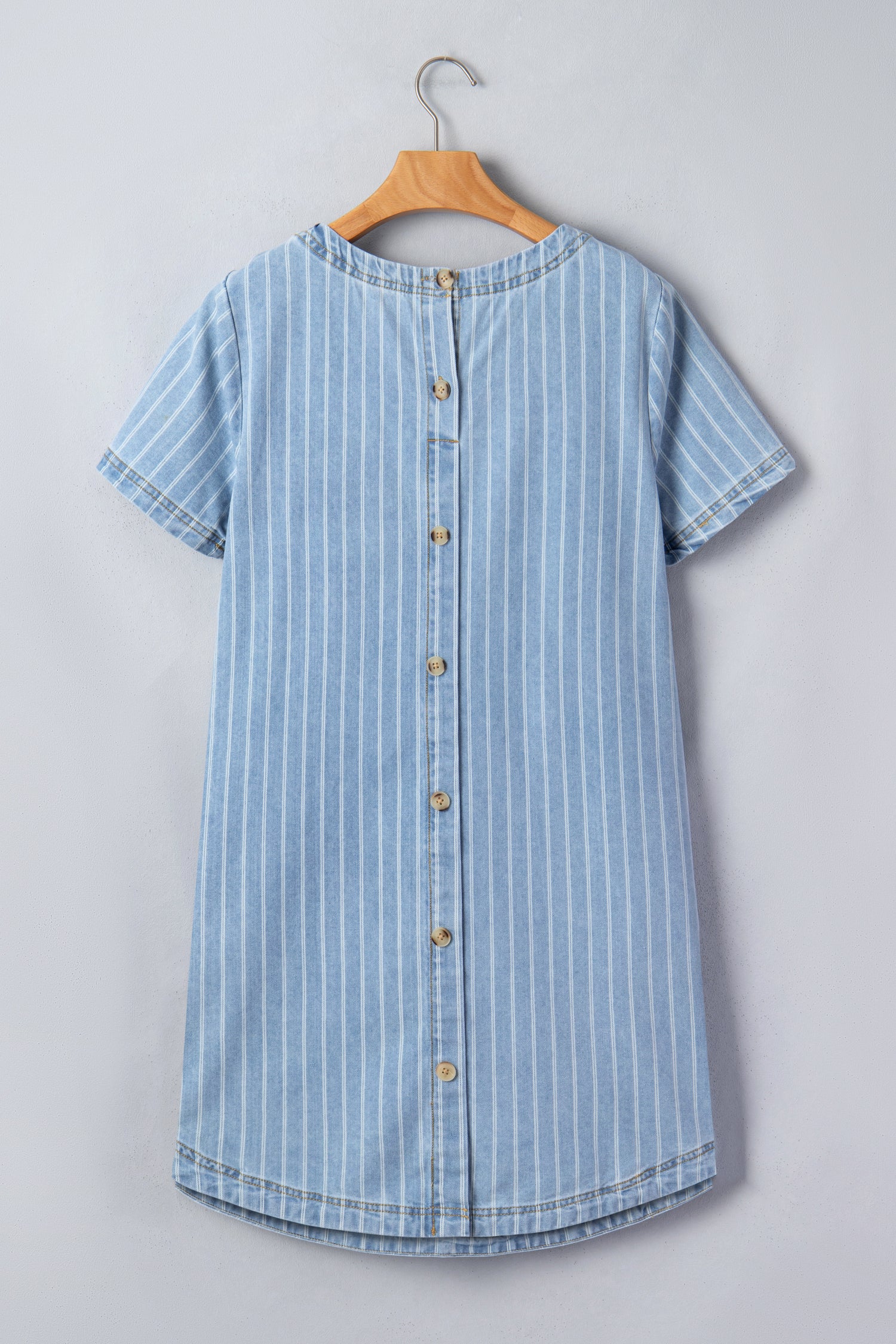 Sky Blue Stripe Denim Mini Dress
