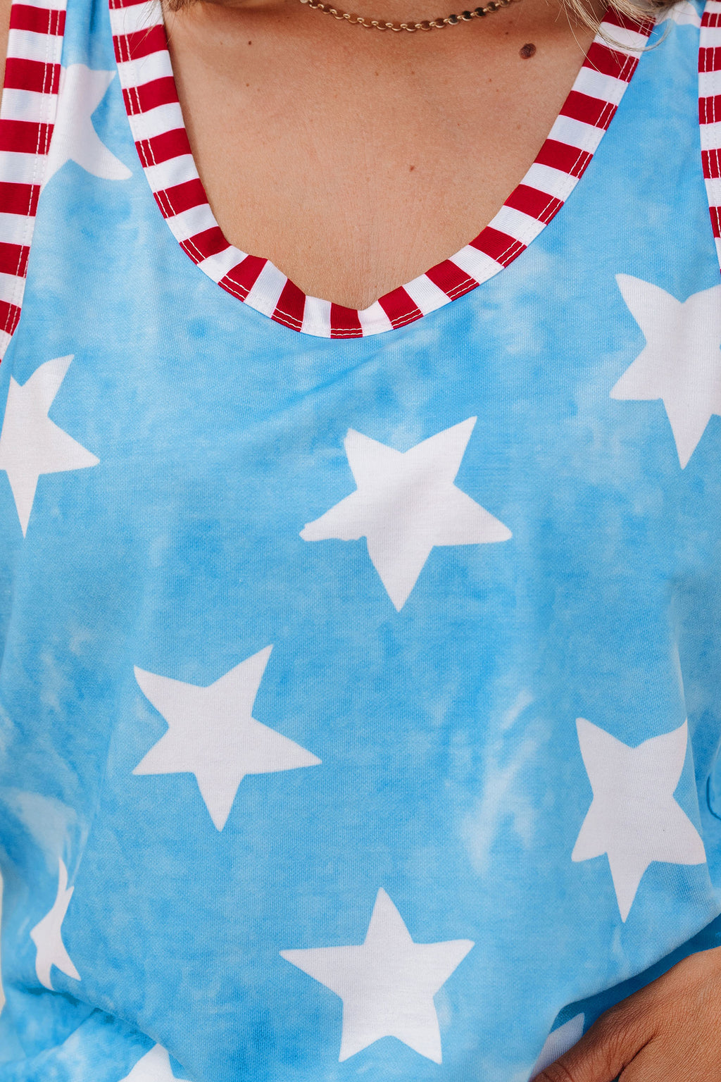 Sky Blue Tie Dye Star Tank Top