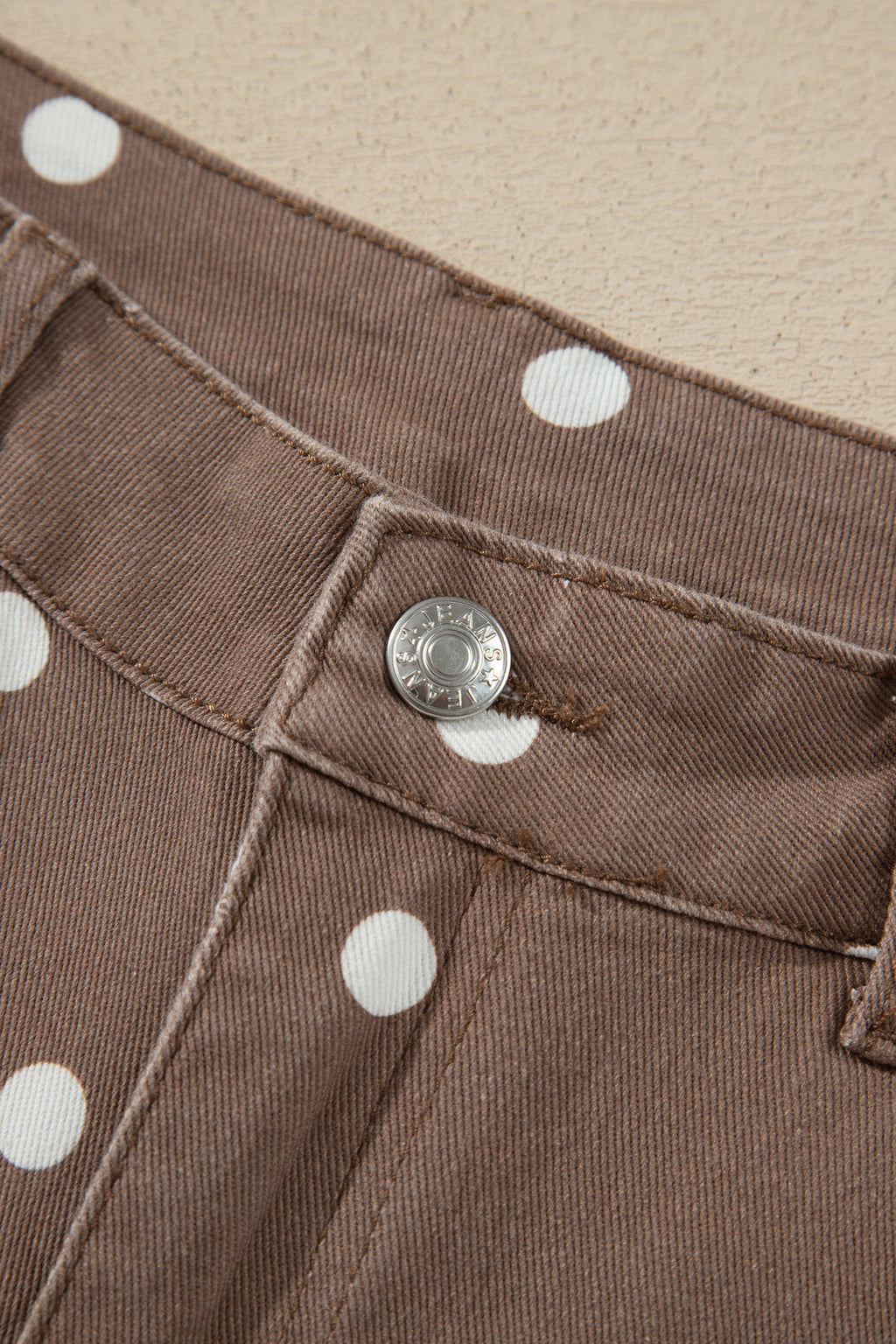 Brown Tailored Seam Polka Dot Print Barrel Casual Jeans