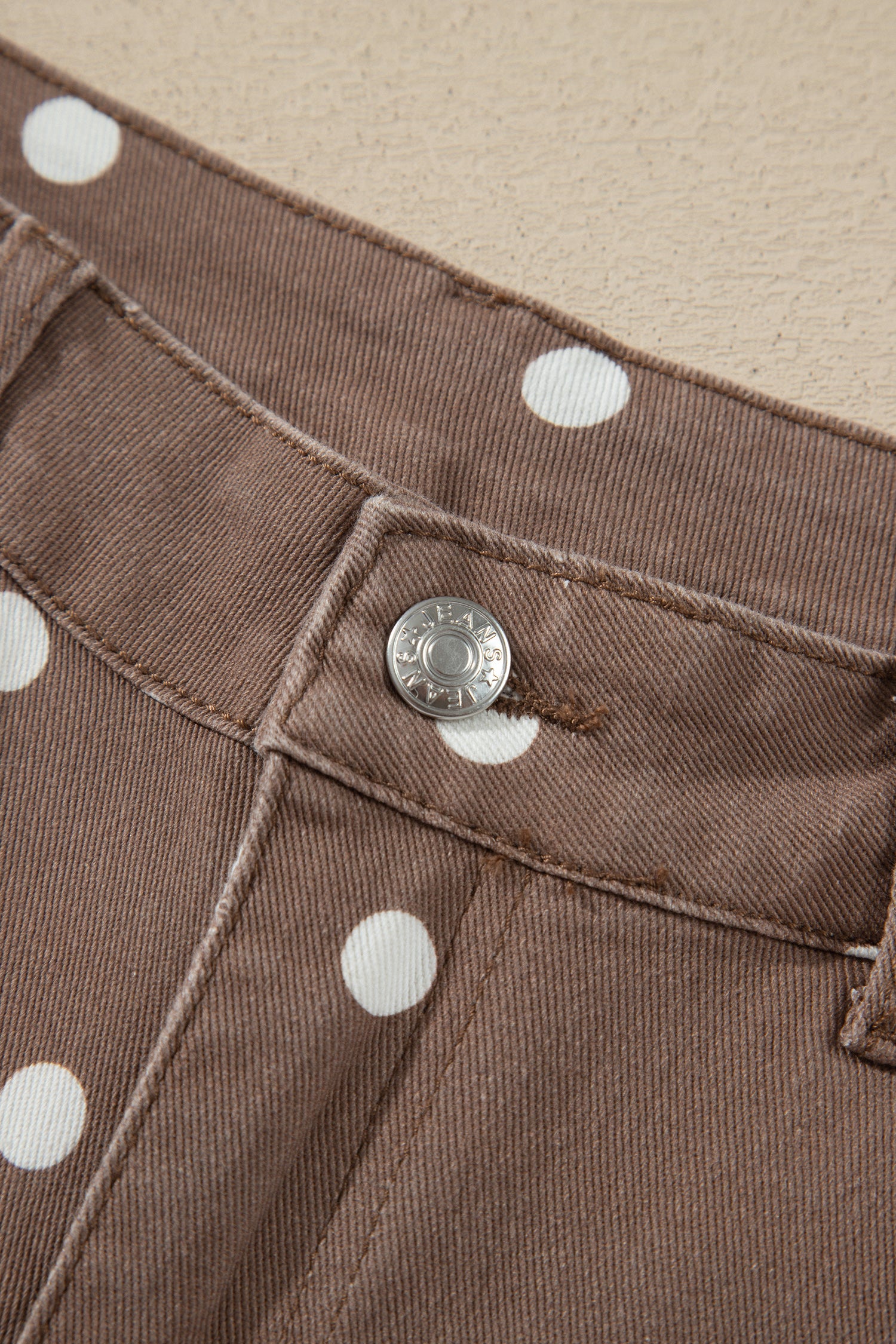 Brown Tailored Seam Polka Dot Print Barrel Casual Jeans