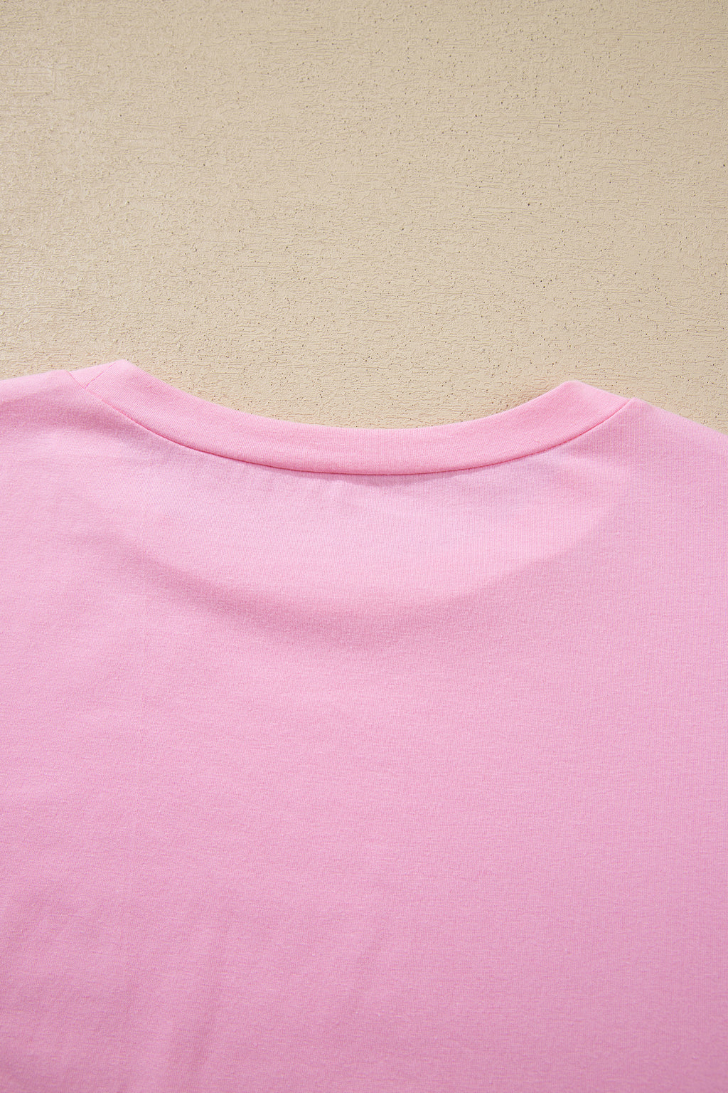 Pink Long Sleeve Sequin Round Neck Pullover Top