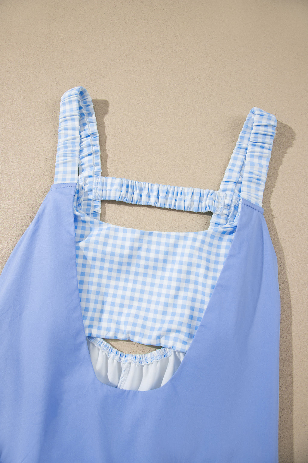 White Faux Two Piece Gingham Contrast Patchwork Loose Mini Dress