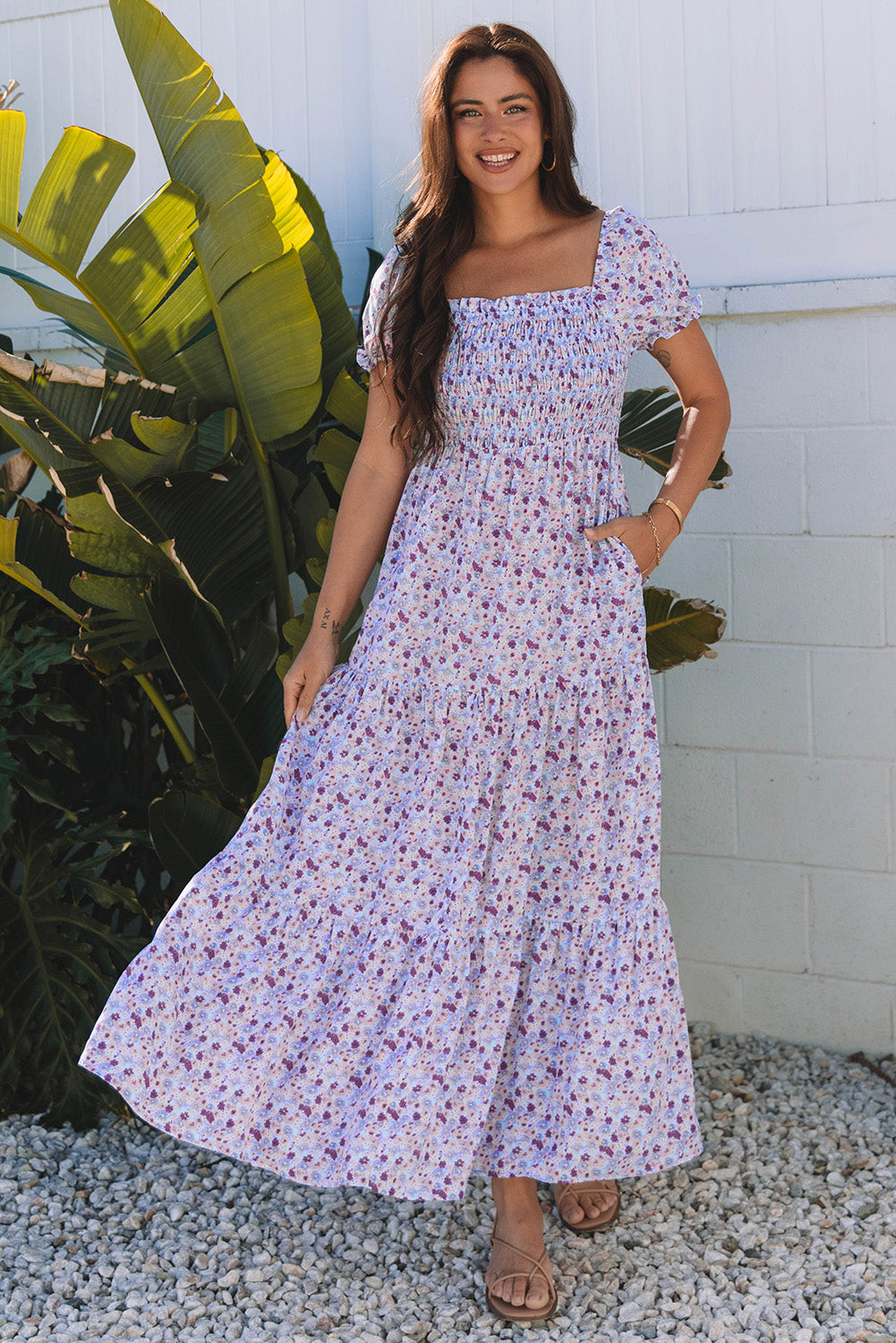 Violet Floral Maxi Dress