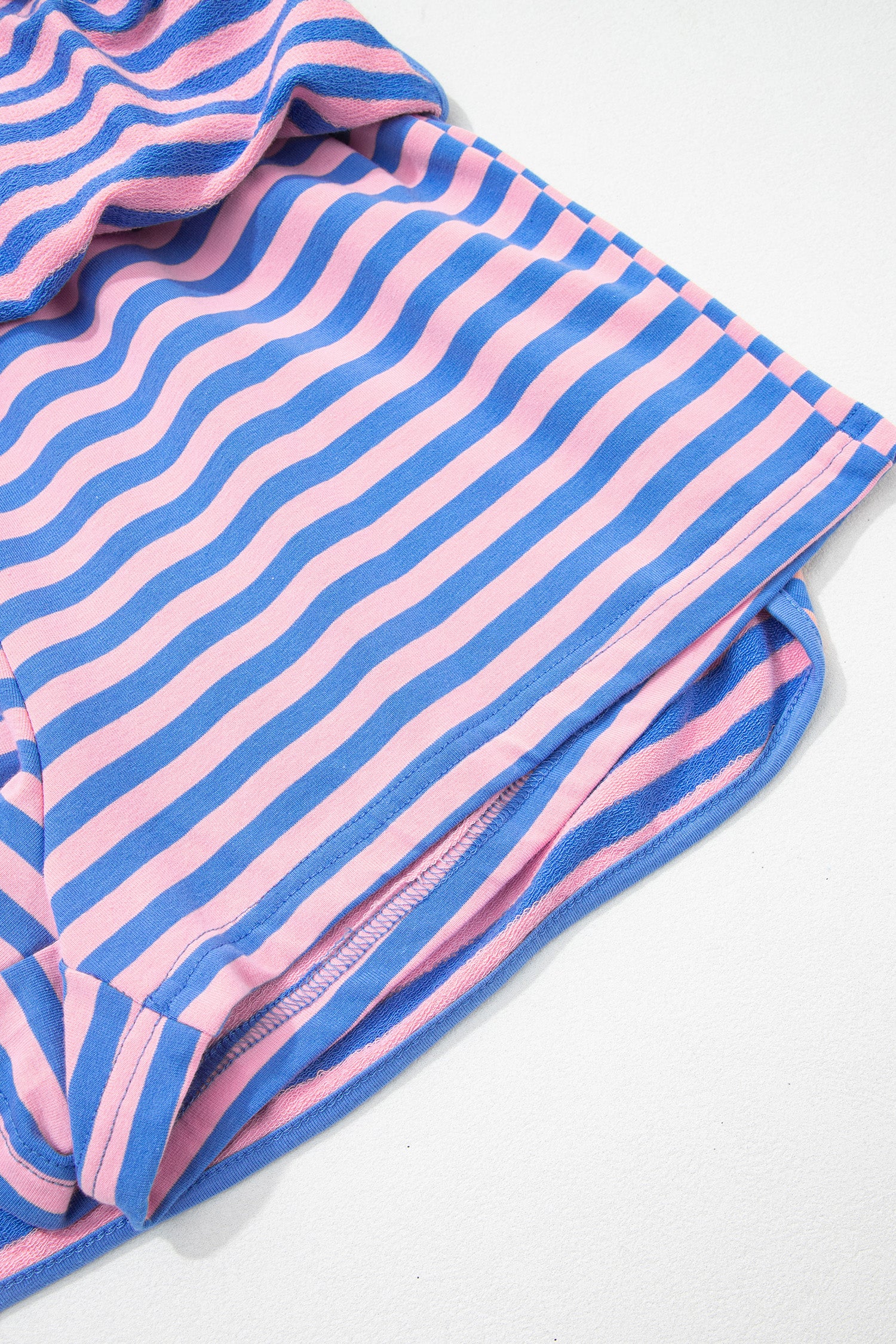 Blue Stripe Loose Short Sleeve Top and Skirt Set