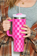 Bright Pink Checkered Tumbler 40oz