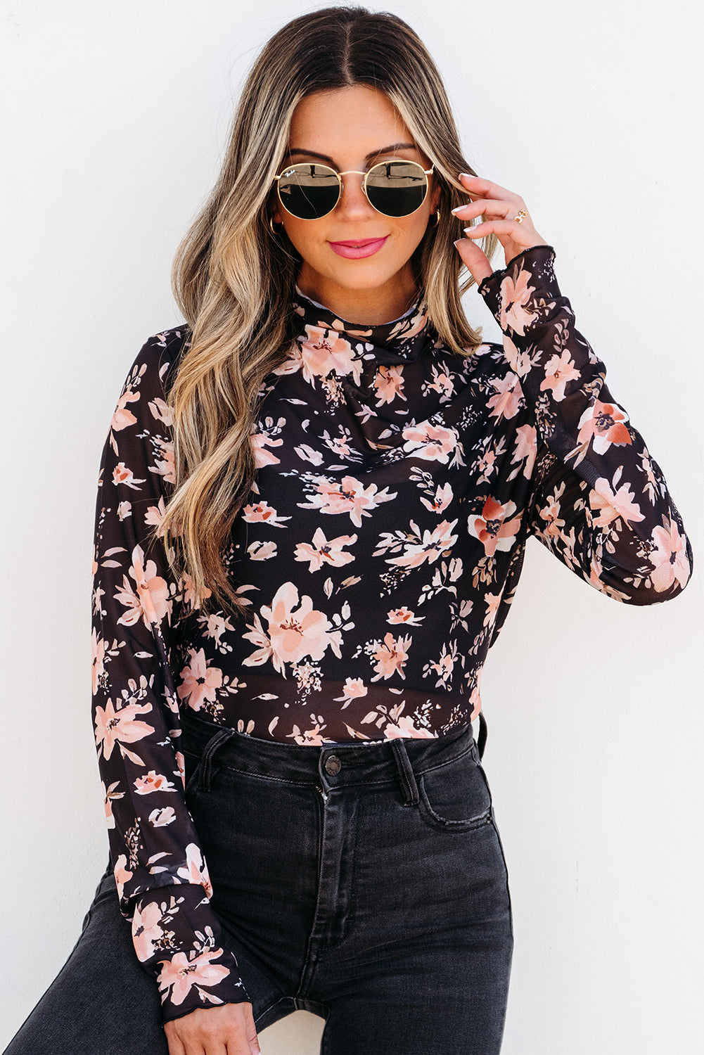 Floral Mesh Top