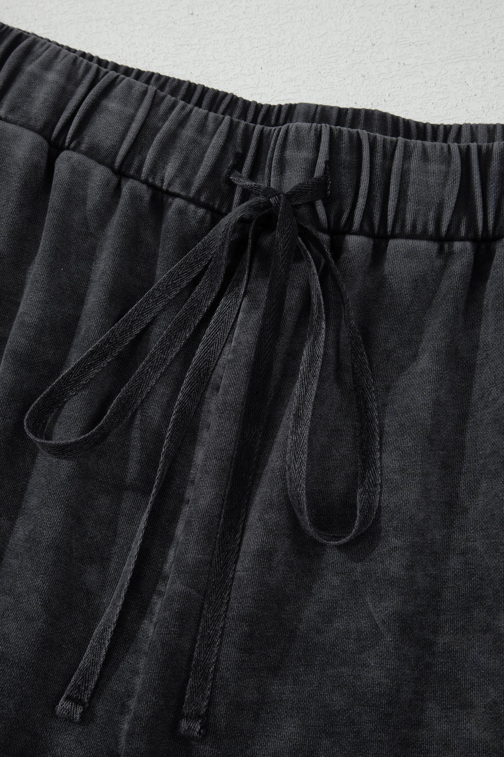 Black Plus Size Mineral Wash Exposed Seam Patchwork Drawstring Loose Pants