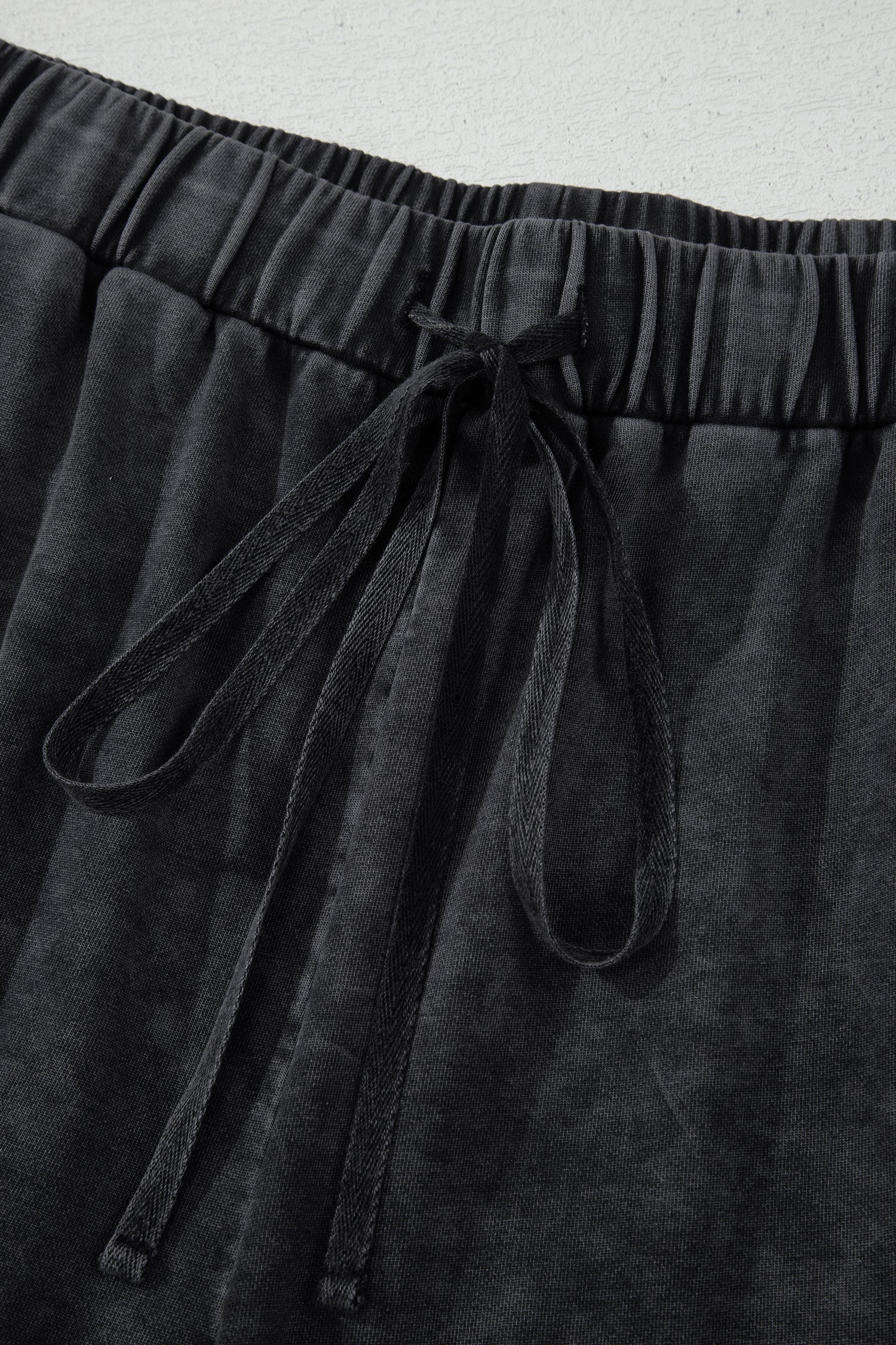 Black Plus Size Mineral Wash Exposed Seam Patchwork Drawstring Loose Pants