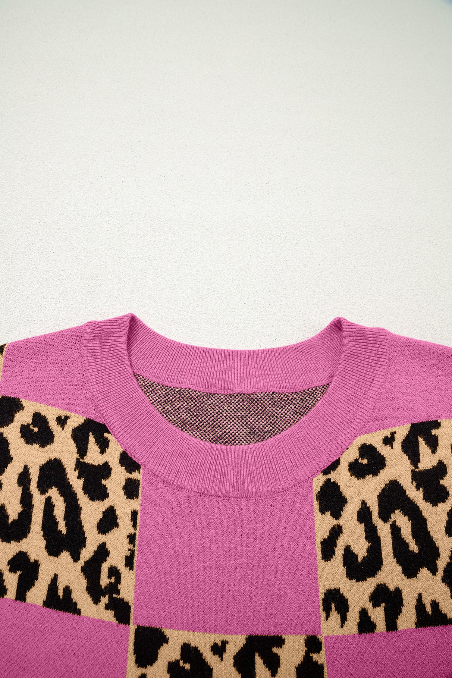 Glamourous Pink Leopard Short Sleeve Knit Sweater
