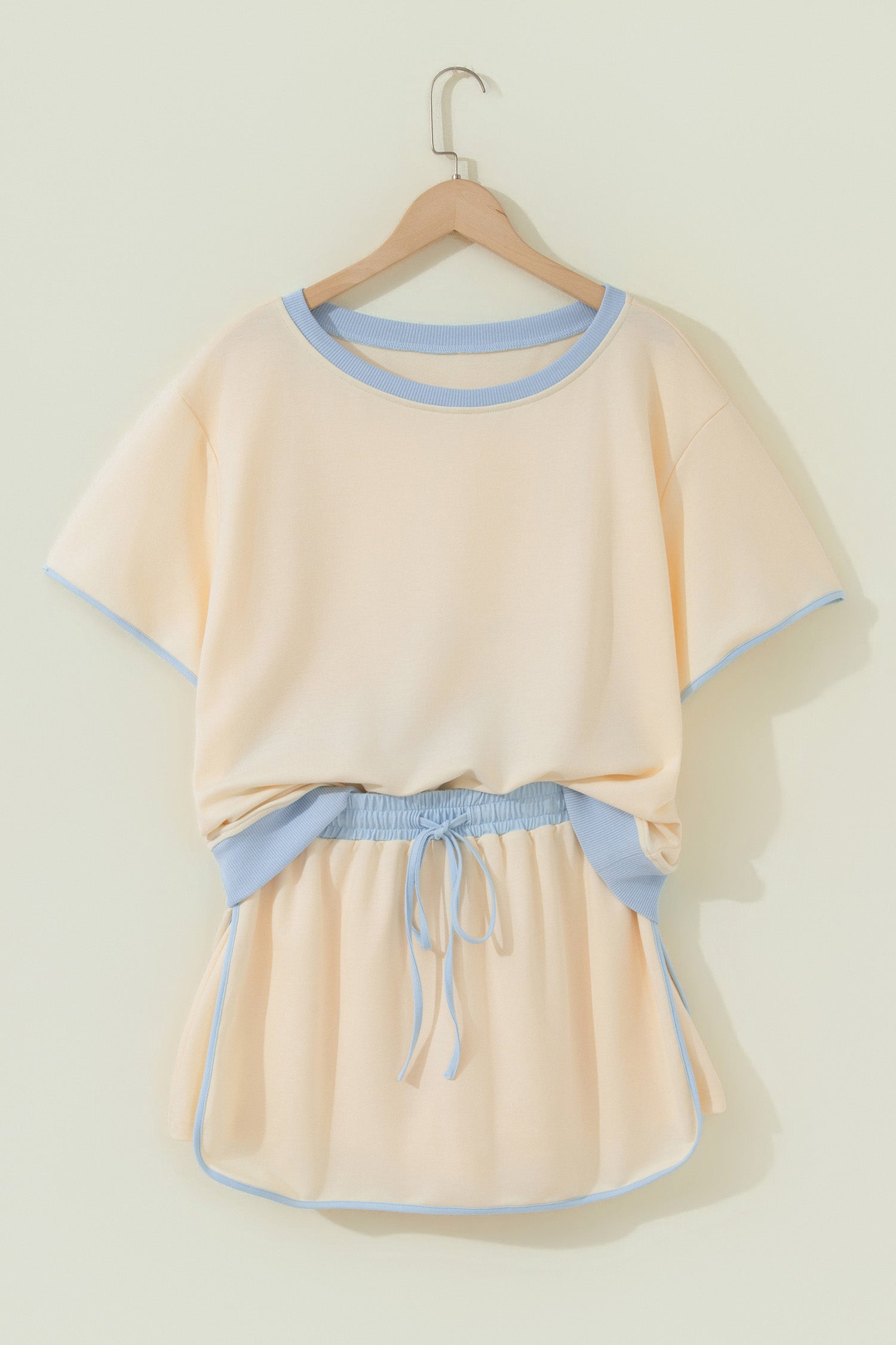 Moonlight Jade Colorblock Edge Drop Shoulder T Shirt and Skort 2Pcs Set