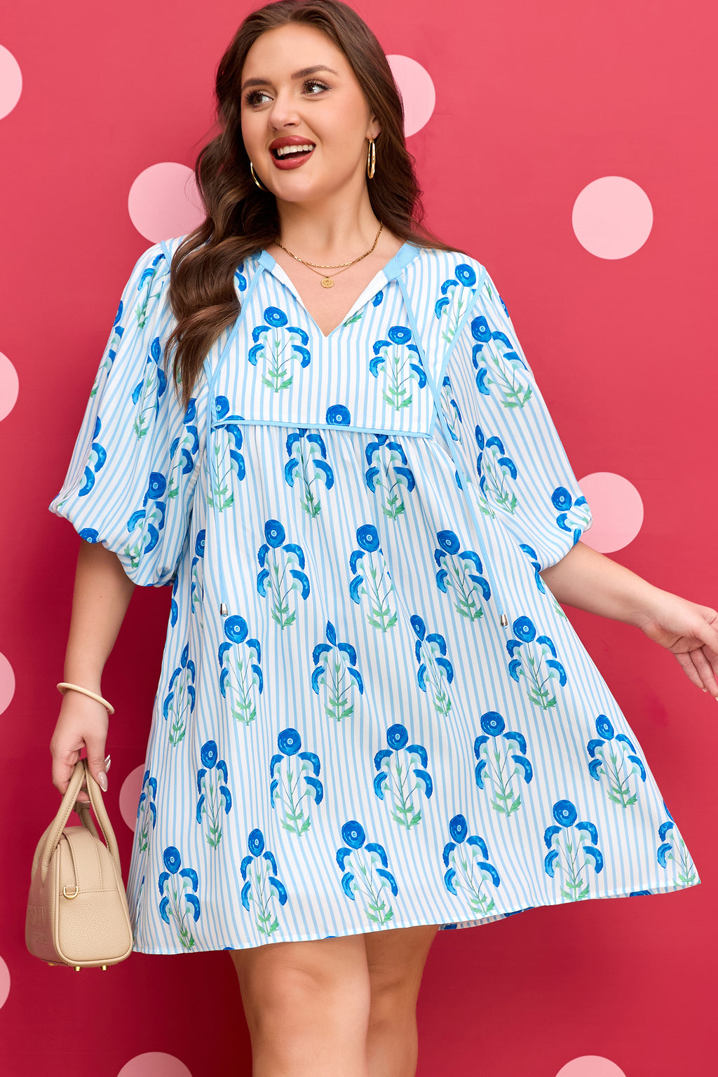 Blooming Floral Striped Dress