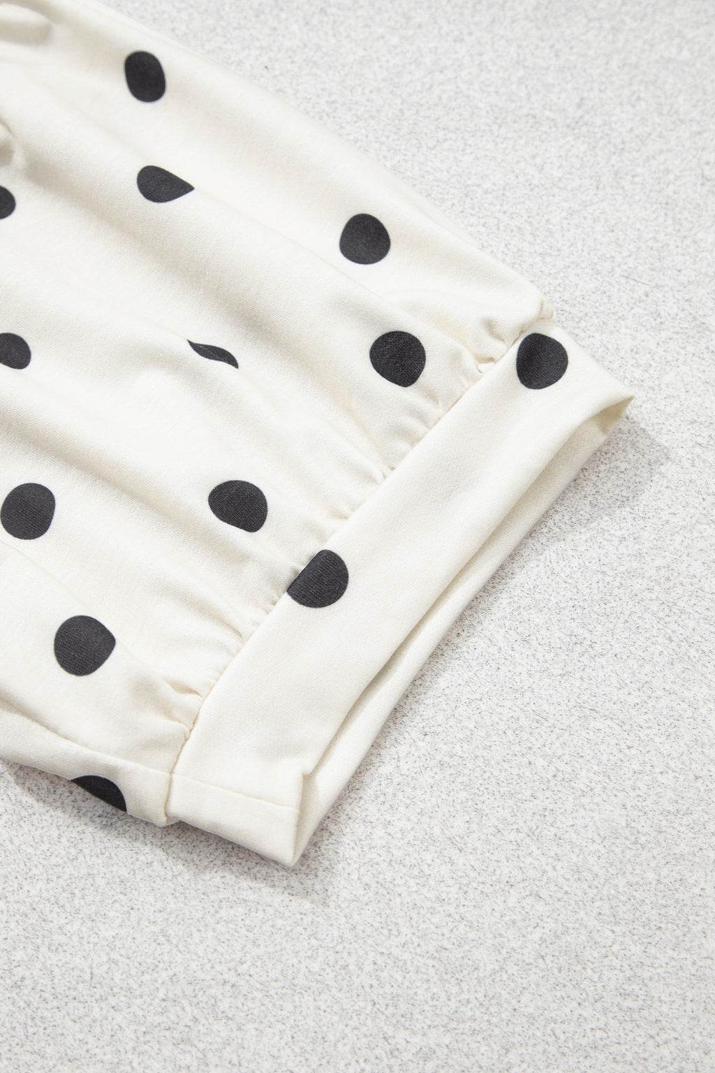 Beige Polka Dot Half Sleeve Loose Top Elastic Waist Casual Pants Set