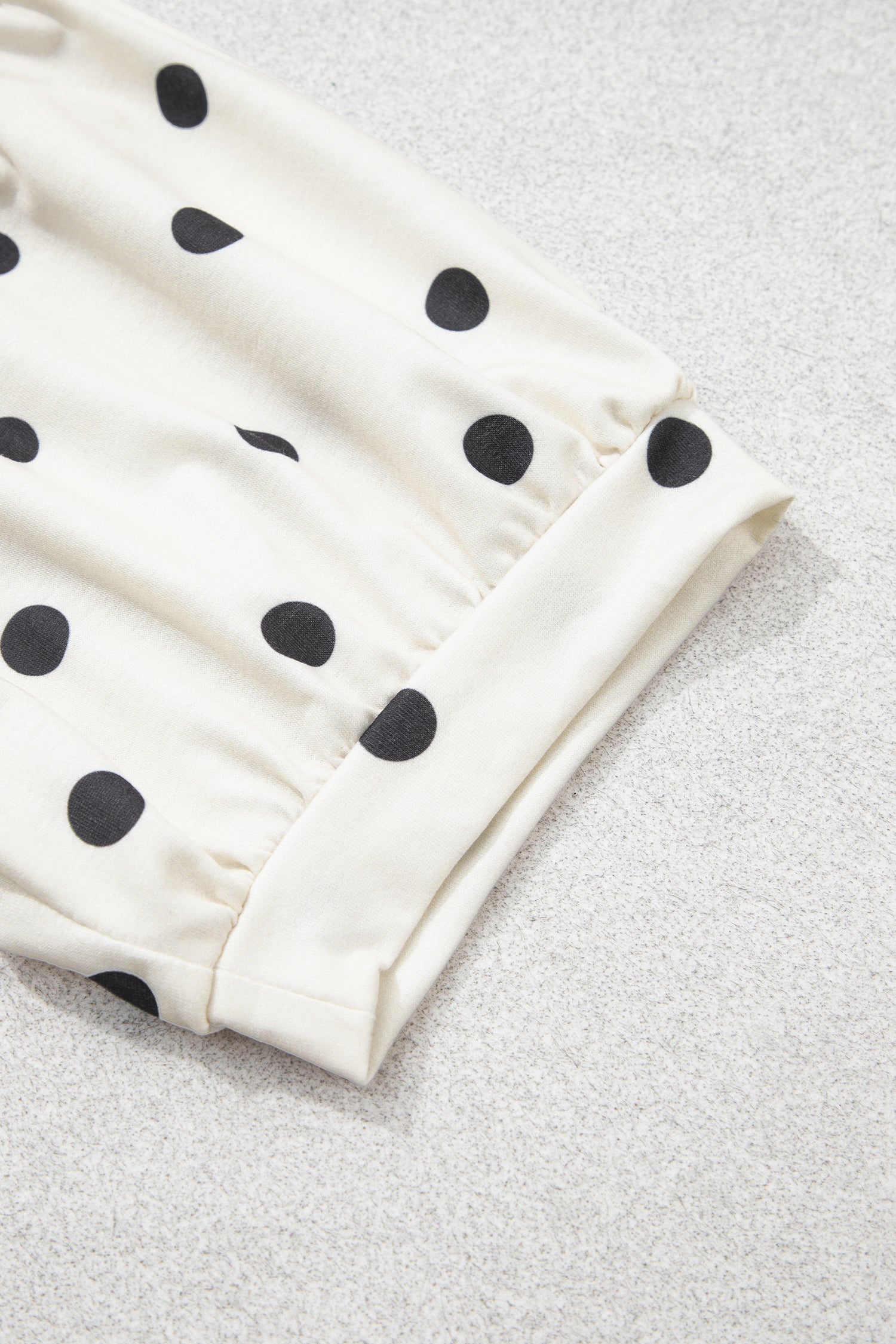Beige Polka Dot Half Sleeve Loose Top Elastic Waist Casual Pants Set