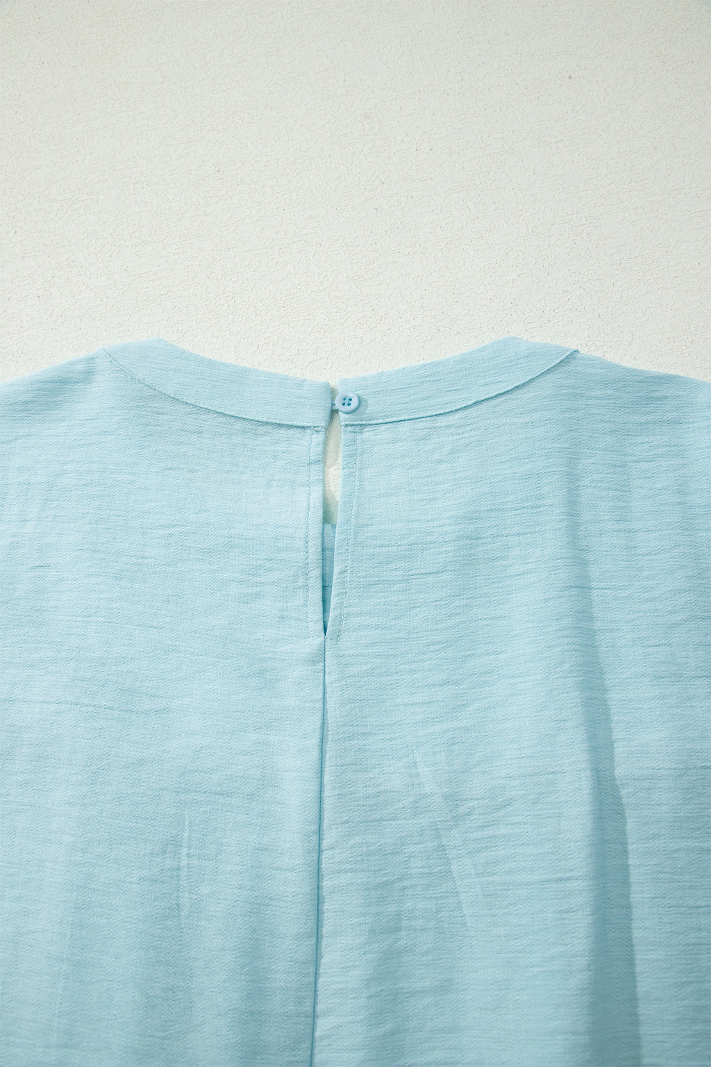 Mist Blue Tie Half Sleeve Pleated Detail Babydoll Blouse